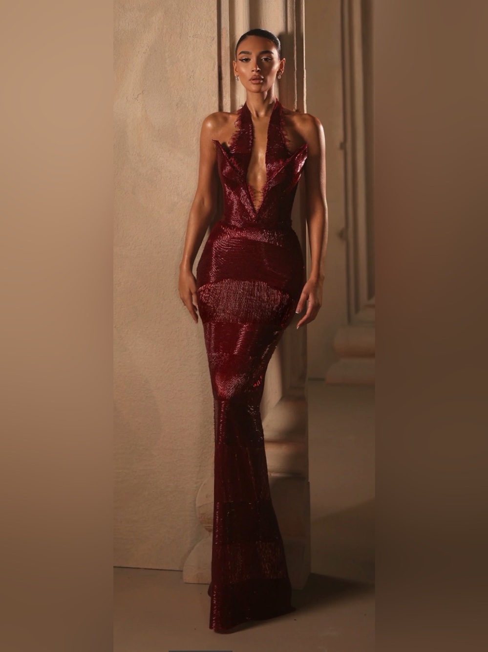 Mimoza Gorgeous custom made gown - Deep Red Sequin Dress